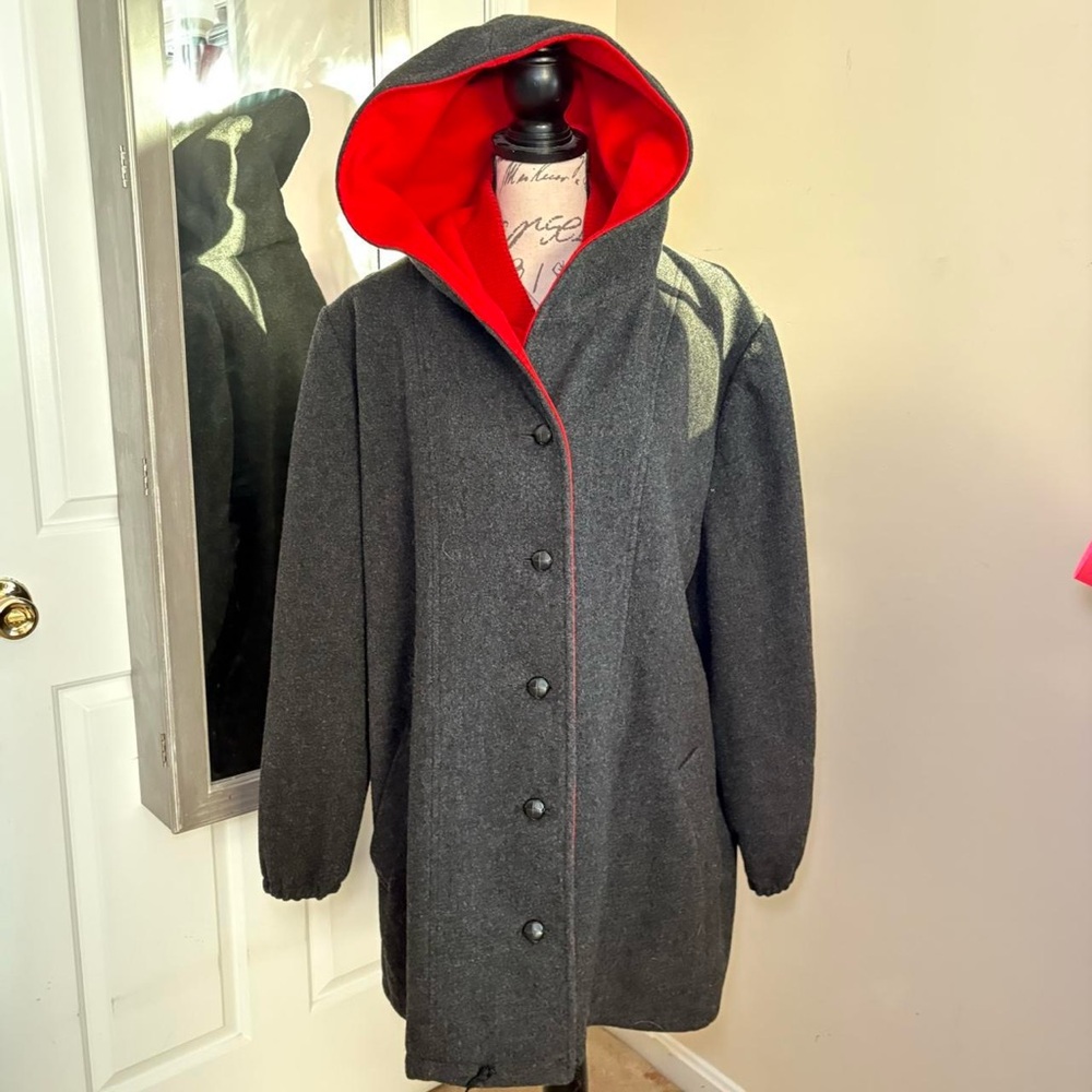 Vintage Authentic Mackintosh Grey Wool Peacoat with Hood- unisex?